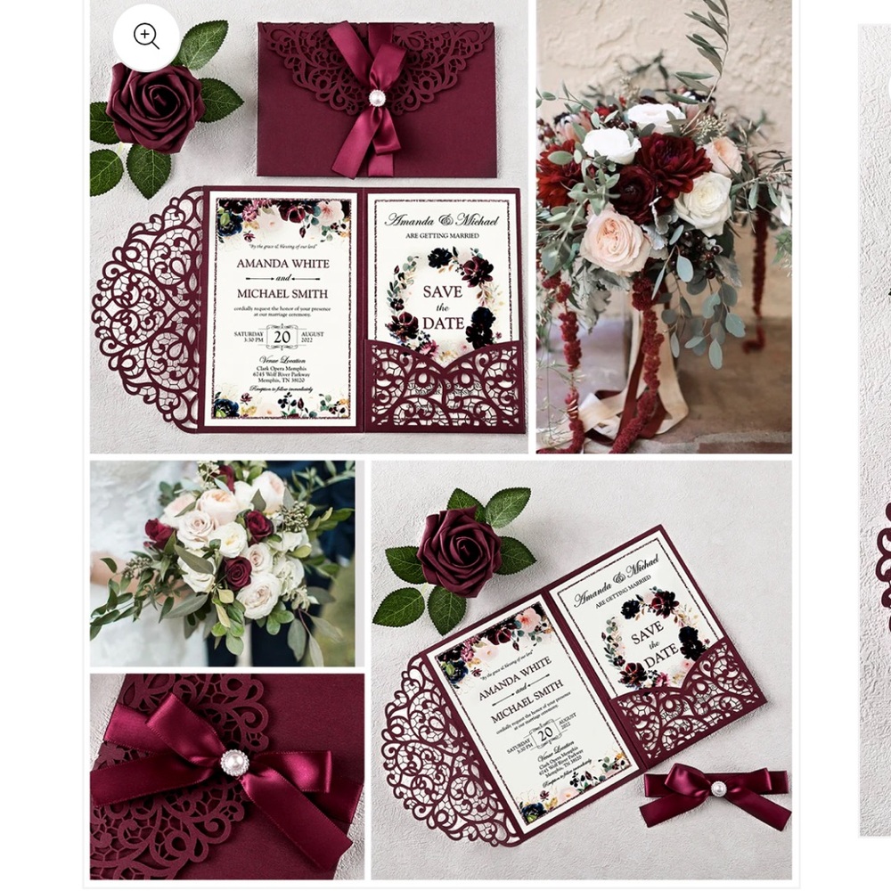 Elegant Burgundy Floral Wedding Invitations kit